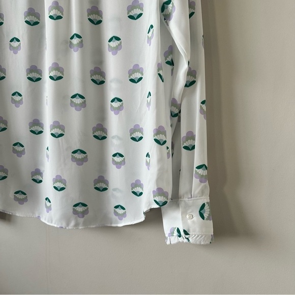 ARITZIA-“SUNDAY Best” CottageCore Floral Ruffle Front Ling Sleeve Blouse - Picture 10 of 13